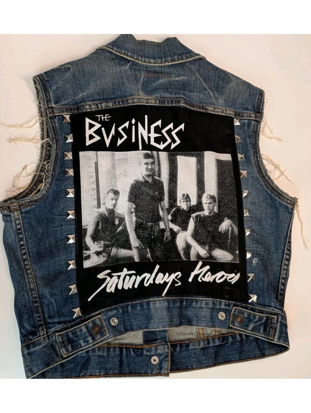 Oi! - PUNK BATTLE VEST Levi's YL The Business Koffin Kats Studded Denim Cut-Off